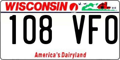 WI license plate 108VFO