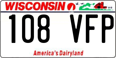WI license plate 108VFP