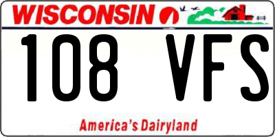 WI license plate 108VFS