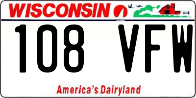 WI license plate 108VFW