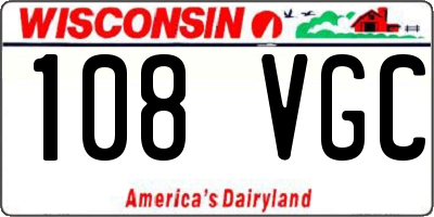 WI license plate 108VGC