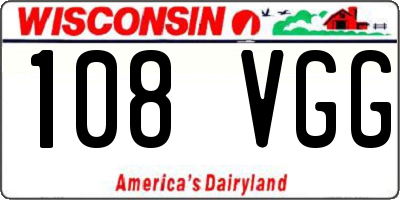 WI license plate 108VGG