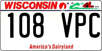 WI license plate 108VPC