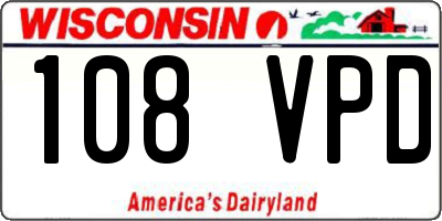WI license plate 108VPD