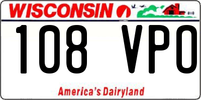 WI license plate 108VPO