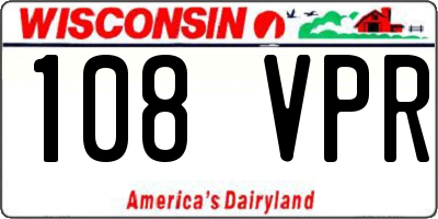 WI license plate 108VPR