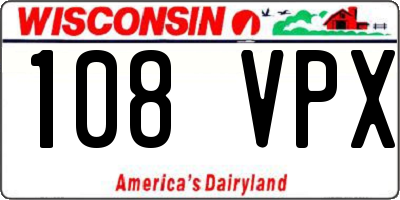 WI license plate 108VPX