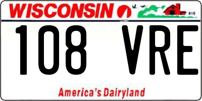 WI license plate 108VRE
