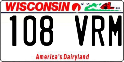WI license plate 108VRM