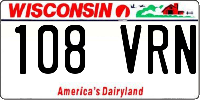 WI license plate 108VRN