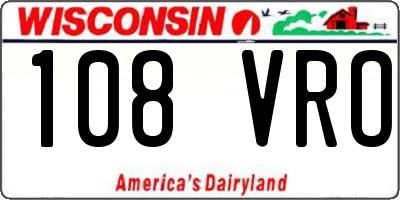WI license plate 108VRO