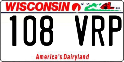WI license plate 108VRP