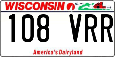 WI license plate 108VRR