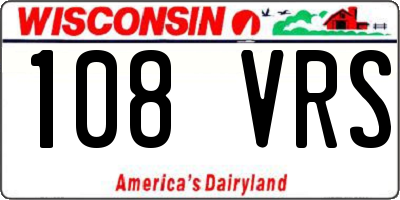 WI license plate 108VRS