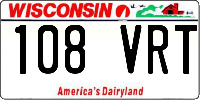 WI license plate 108VRT
