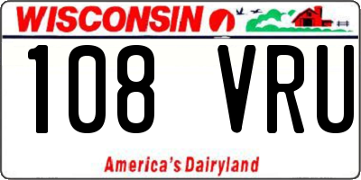 WI license plate 108VRU