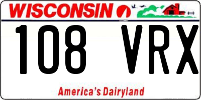 WI license plate 108VRX