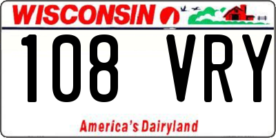 WI license plate 108VRY