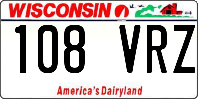 WI license plate 108VRZ