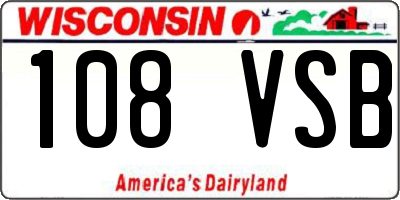 WI license plate 108VSB