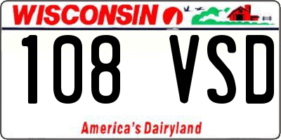 WI license plate 108VSD