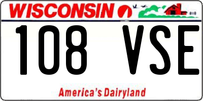 WI license plate 108VSE