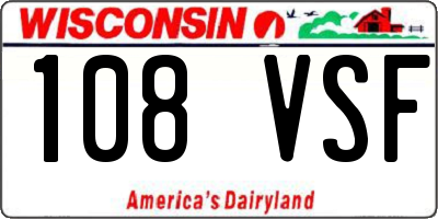 WI license plate 108VSF