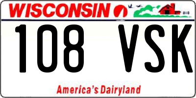 WI license plate 108VSK