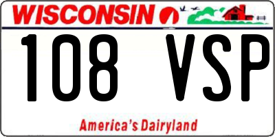 WI license plate 108VSP
