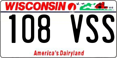 WI license plate 108VSS