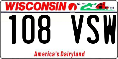 WI license plate 108VSW