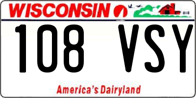 WI license plate 108VSY