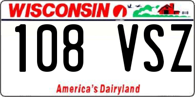WI license plate 108VSZ
