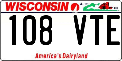 WI license plate 108VTE