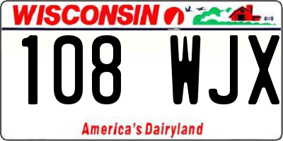 WI license plate 108WJX