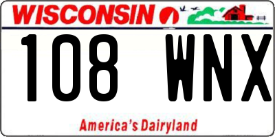 WI license plate 108WNX