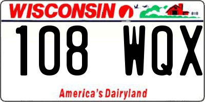 WI license plate 108WQX