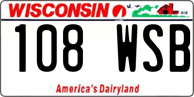 WI license plate 108WSB