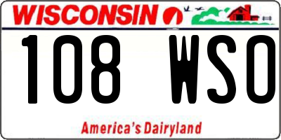 WI license plate 108WSO