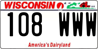 WI license plate 108WWW