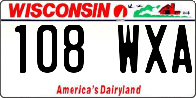 WI license plate 108WXA