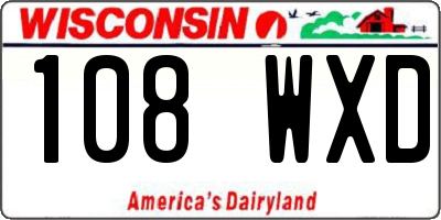 WI license plate 108WXD
