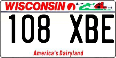 WI license plate 108XBE