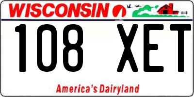 WI license plate 108XET