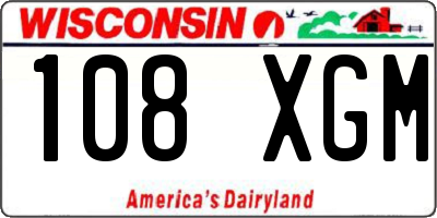 WI license plate 108XGM
