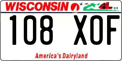 WI license plate 108XOF