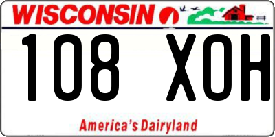 WI license plate 108XOH