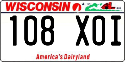 WI license plate 108XOI
