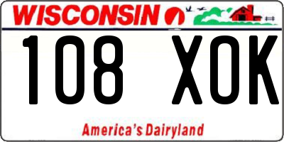 WI license plate 108XOK