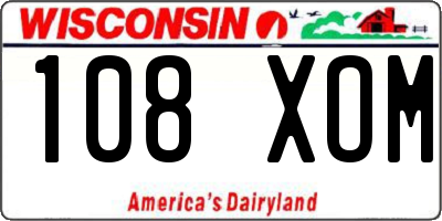 WI license plate 108XOM